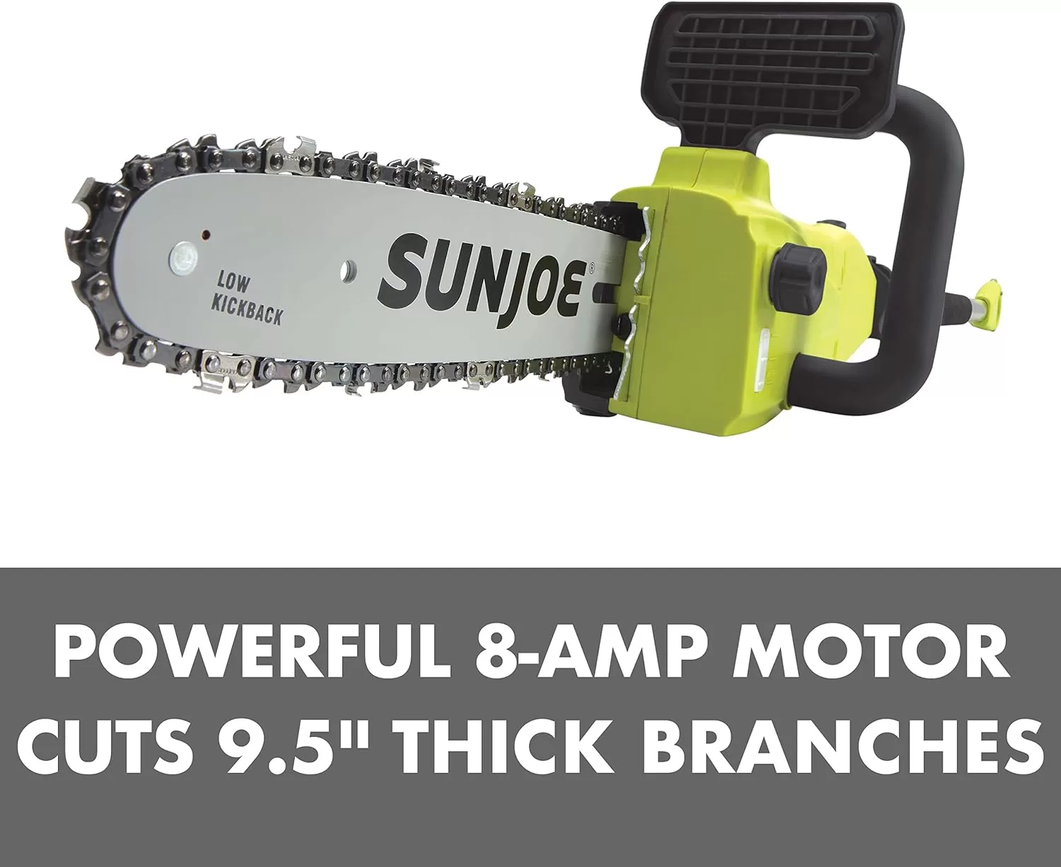 Sun Joe SWJ807E 10 inch 8.0 Amp Electric Convertible Pole Chain Saw, Green