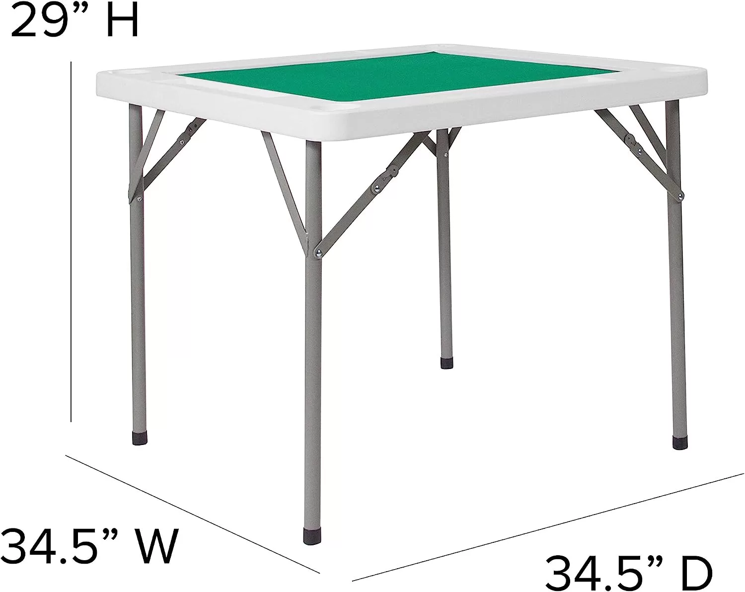 Flash Furniture Silas 34.5" Square Folding Card Table, White/Green