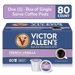 Victor Allen's Coffee French Vanilla Flavored, Medium Roast, 80 Count Single Serve Coffee Pods for Keurig K-Cup Brewers