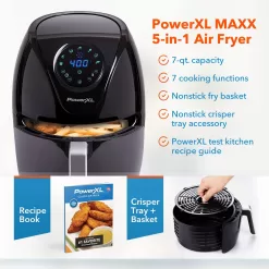 PowerXL Air Fryer 7 QT Maxx Classic, Extra Hot Air Fry, Black (7 Quart) (HF-196DT)
