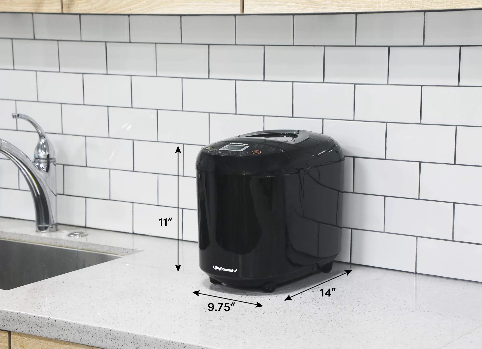 Elite Gourmet EBM8103B Programmable Bread Maker Machine 3 Loaf Sizes, 2 Lbs, Black
