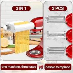 Pasta Maker 3-in-1 Attachment for KitchenAid Stand Mixers