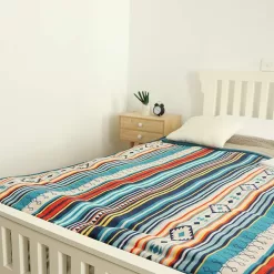 UKELER Bohemian Sherpa Throw 80'' x 60''- Soft Plush Flannel Boho Throw Blankets for Bed/Couch/Sofa/Office/Camping