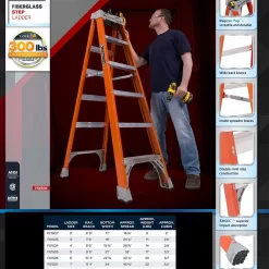 Louisville Ladder 6-Foot Fiberglass Step Ladder, 300-Pound Capacity, FS1506