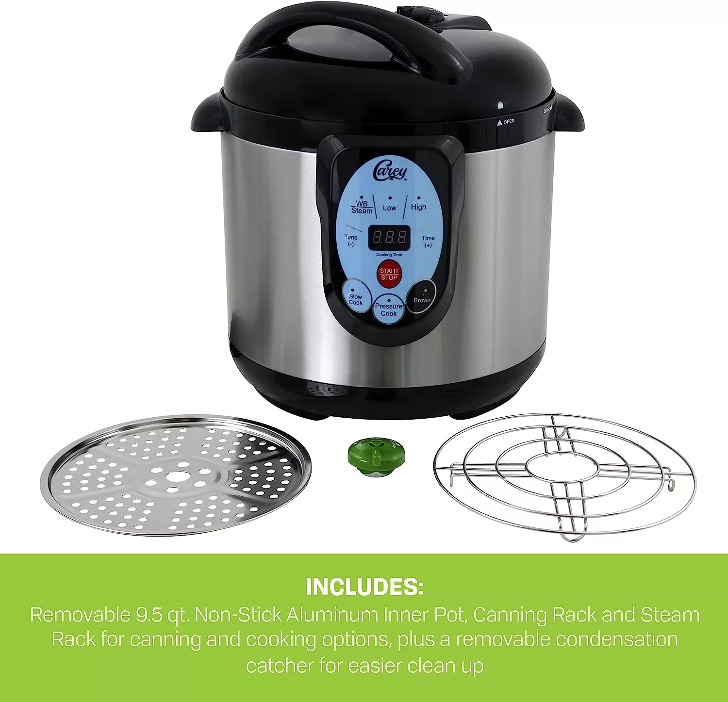 CAREY DPC-9SS Smart Electric Pressure Cooker and Canner, Stainless Steel, 9.5 Qt
