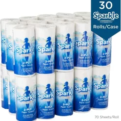 Sparkle Professional Series 2-Ply Perforated Kitchen Paper Towel Rolls, 70 Sheets Per Roll; 30 Rolls Per Case