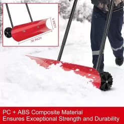 38 Inch Snow Shovel for Driveway, Brewin SnowPro Bi-Direction Heavy Duty Snow Pusher