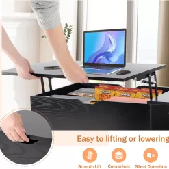 Sweetcrispy Coffee Table, Lift Top Coffee Tables (Black)