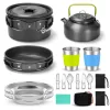 Odoland 15pcs Camping Cookware Mess Kit, Non-Stick Lightweight Pot Pan Kettle Set
