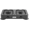 ABBA Double Burner Portable Propane StoveTop - Lightweight Alloy Steel Portable Stove, 13.19" x 21.85" x 4.33" (Black)