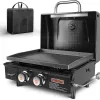 QuliMetal Table Top Grill Portable Griddle with Hood Non-Stick Flat Top Grill Griddle Propane Grill