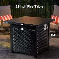 Ciays Propane Fire Pits 28 Inch Outdoor Gas Fire Pit, 50,000 BTU Steel Fire Table, Black