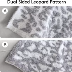 MH MYLUNE HOME Ultra Soft Micro Plush White Grey Leopard Blanket (51x63 inches)