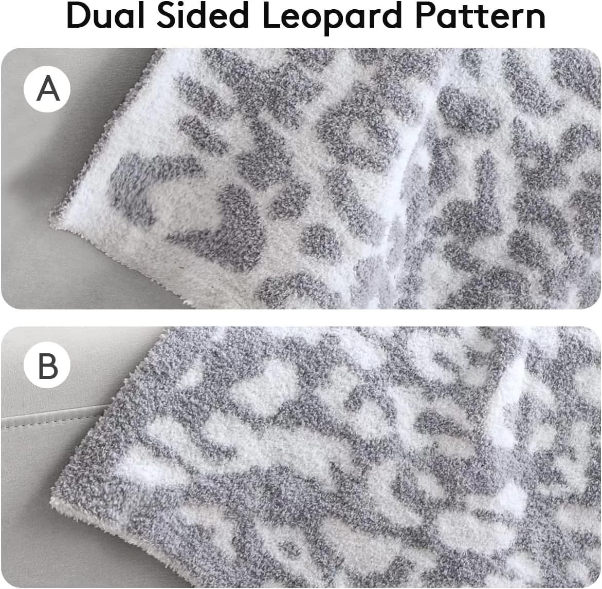 MH MYLUNE HOME Ultra Soft Micro Plush White Grey Leopard Blanket (51x63 inches)