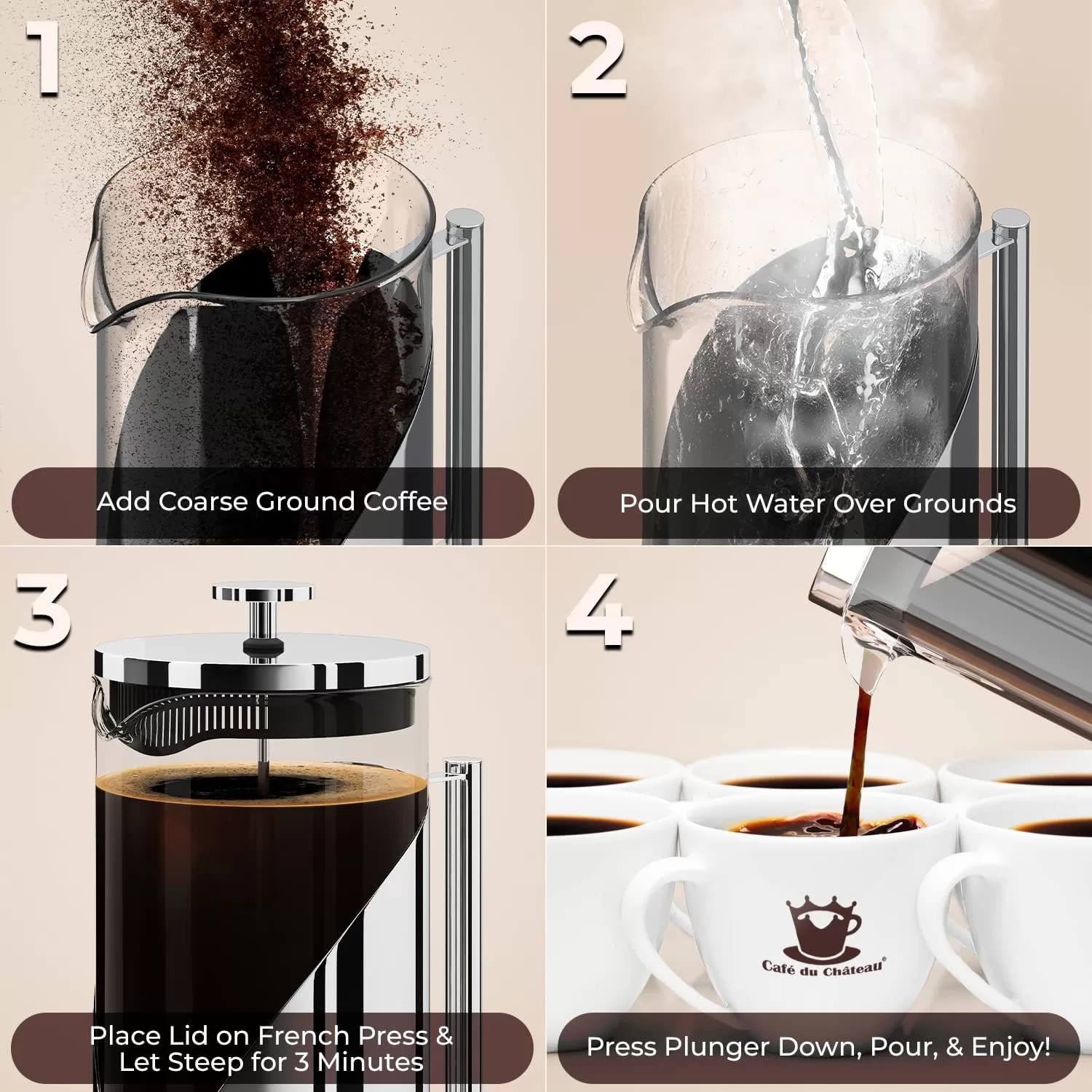 The Original Glass French Press Coffee Maker - Versatile Coffee Press, Tea Press w/ 4 Level Filtration (34oz)