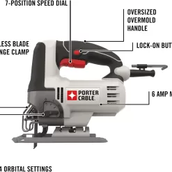 PORTER-CABLE Orbital Jig Saw, 6.0-Amp, Corded (PCE345)