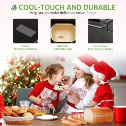 KBS Pro Stainless Steel Bread Machine, 2LB 17-in-1 Programmable XL Bread Maker with Fruit Nut Dispenser