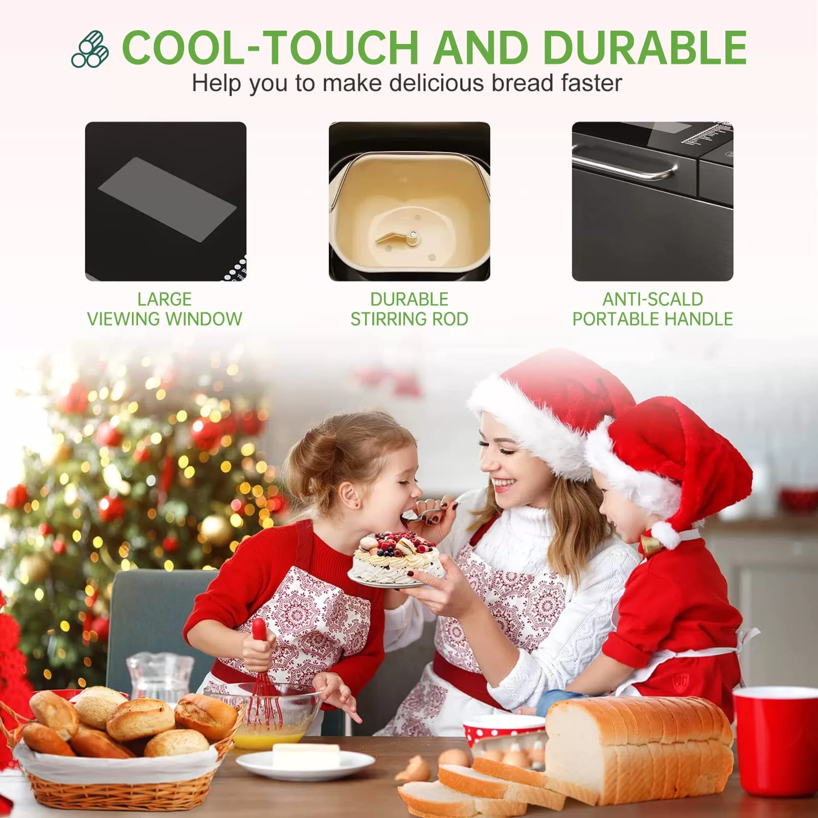 KBS Pro Stainless Steel Bread Machine, 2LB 17-in-1 Programmable XL Bread Maker with Fruit Nut Dispenser