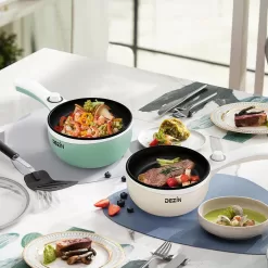 Dezin Electric Cooker Upgraded, Non-Stick Sauté Pan, 1.5L Mini Electric Fondue Pot