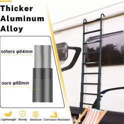 Telescopic Ladder, 10.5FT RIKADE Aluminum Telescoping Ladder, 330lb Capacity Black