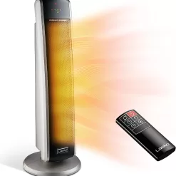 Lasko 29” Ceramic Tower Heater for Large Rooms, Whole Room Heating, 1500W, Black, 5586