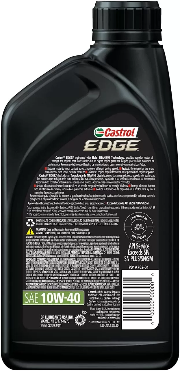 Castrol EDGE 10W-40 Advanced Full Synthetic Motor Oil, 1 Quart, Pack of 6
