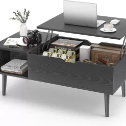 Sweetcrispy Coffee Table, Lift Top Coffee Tables (Black)