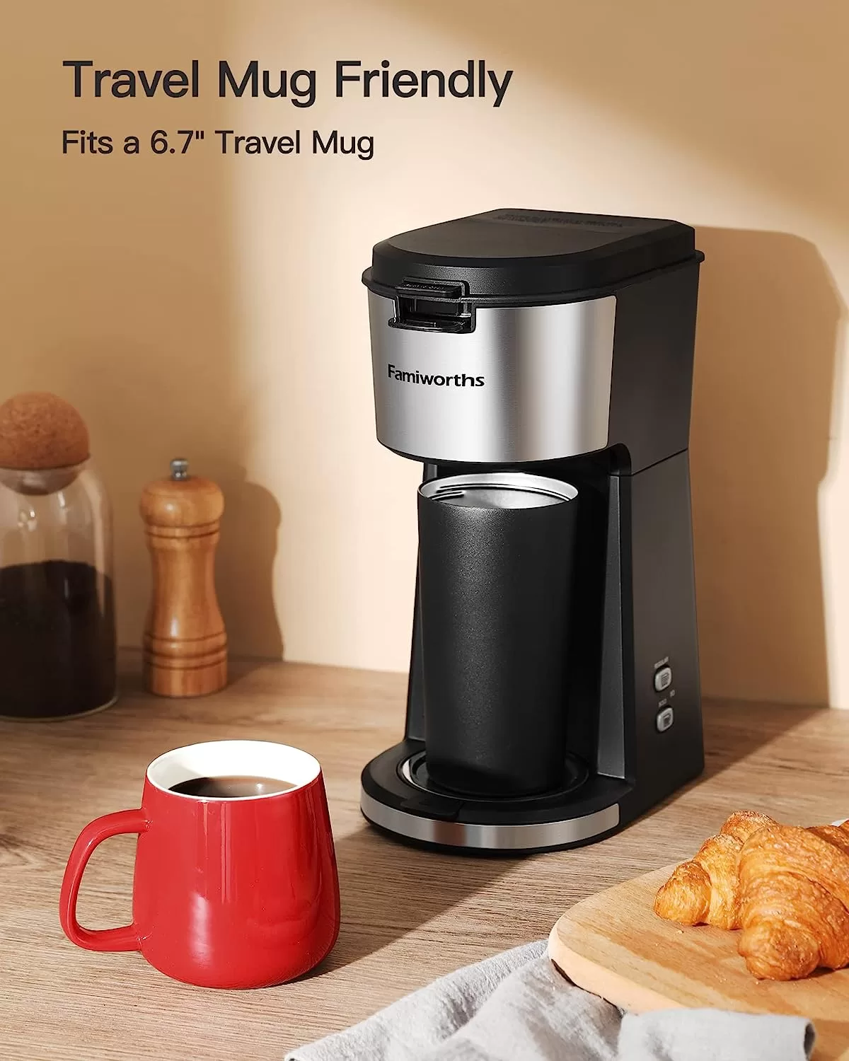Famiworths Single Serve Coffee Maker, Classic Black