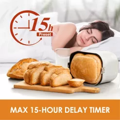 Kitchen in the box Bread Maker Machine with Gluten-Free Setting, 2LB 1.5LB 1LB Automatic Breadmaker with Homemade Cycle
