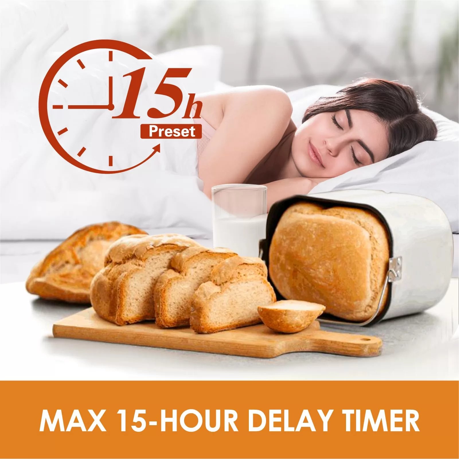Kitchen in the box Bread Maker Machine with Gluten-Free Setting, 2LB 1.5LB 1LB Automatic Breadmaker with Homemade Cycle