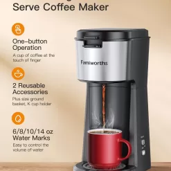 Famiworths Single Serve Coffee Maker, Classic Black