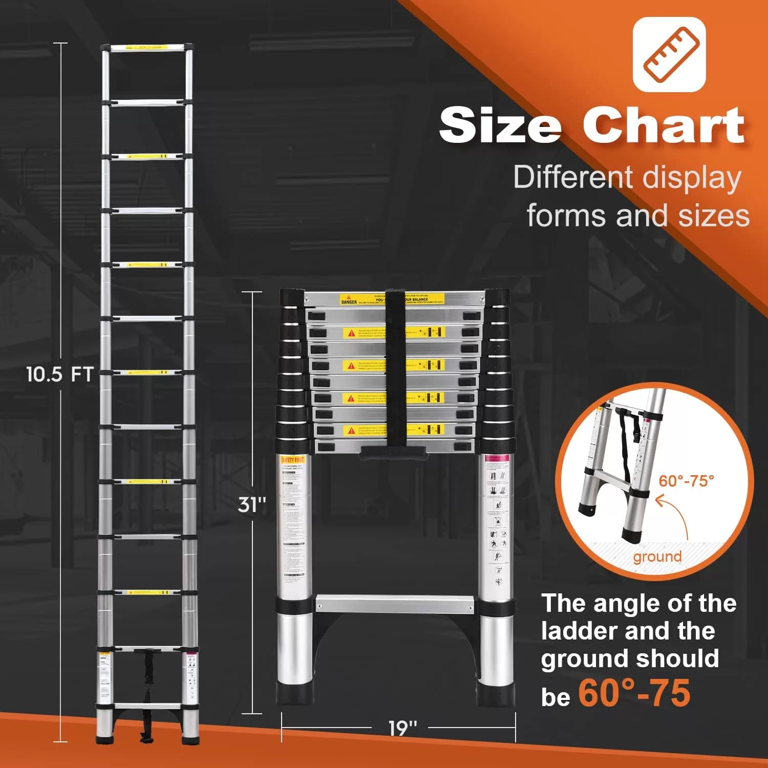 Telescoping Ladder, SocTone 10.5 FT Aluminum Lightweight Extension Ladder