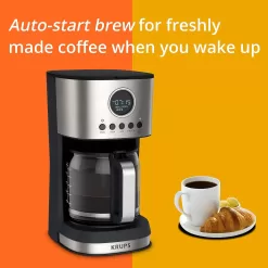 Krups Essential Brew Stainless Steel Drip Coffee Maker 12 cup 99 Watts Digital Control
