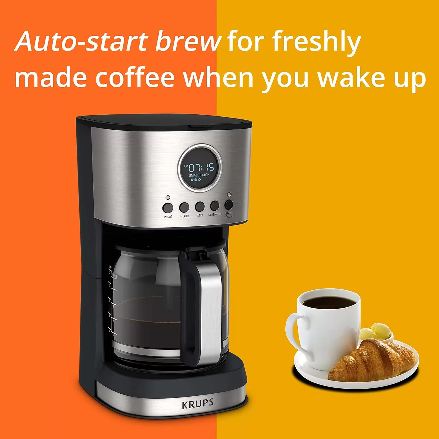 Krups Essential Brew Stainless Steel Drip Coffee Maker 12 cup 99 Watts Digital Control