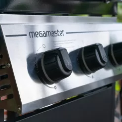 Megamaster 3-Burner Propane Gas Grill with 2 Foldable Side Tables, 30000 BTUs