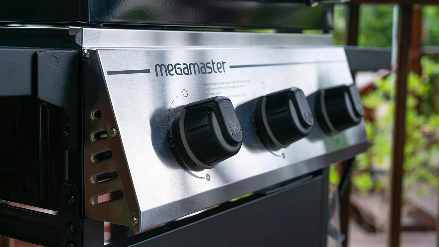 Megamaster 3-Burner Propane Gas Grill with 2 Foldable Side Tables, 30000 BTUs
