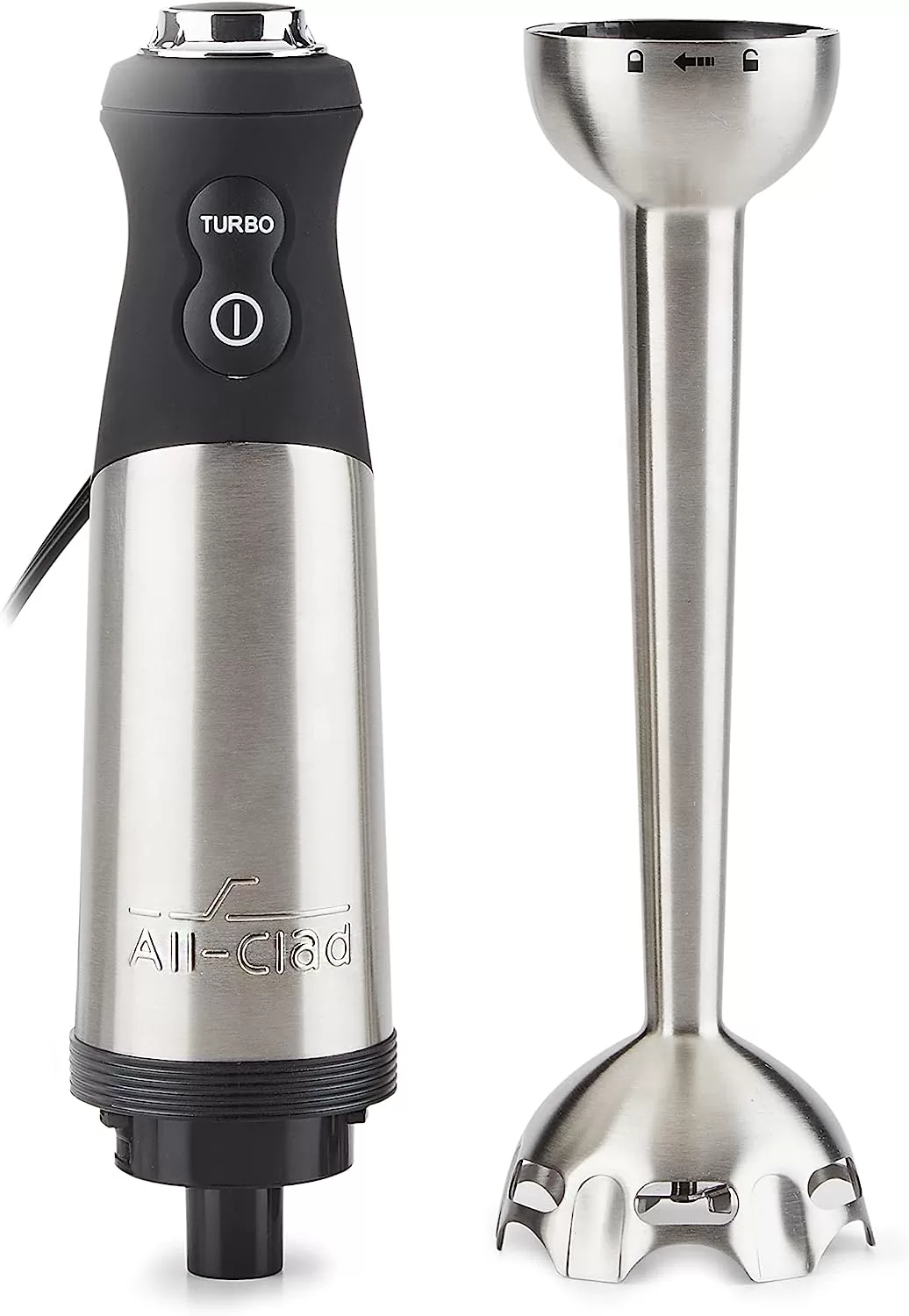 All-Clad Electrics Stainless Steel Immersion Blender 2 Piece Turbo Function 600 Watts Detachable, 9-1/4-inch