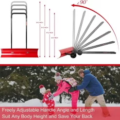 38 Inch Snow Shovel for Driveway, Brewin SnowPro Bi-Direction Heavy Duty Snow Pusher