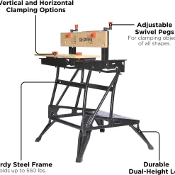 BLACK+DECKER Workbench, Workmate, Portable, Holds Up to 550 lbs (WM425-A)