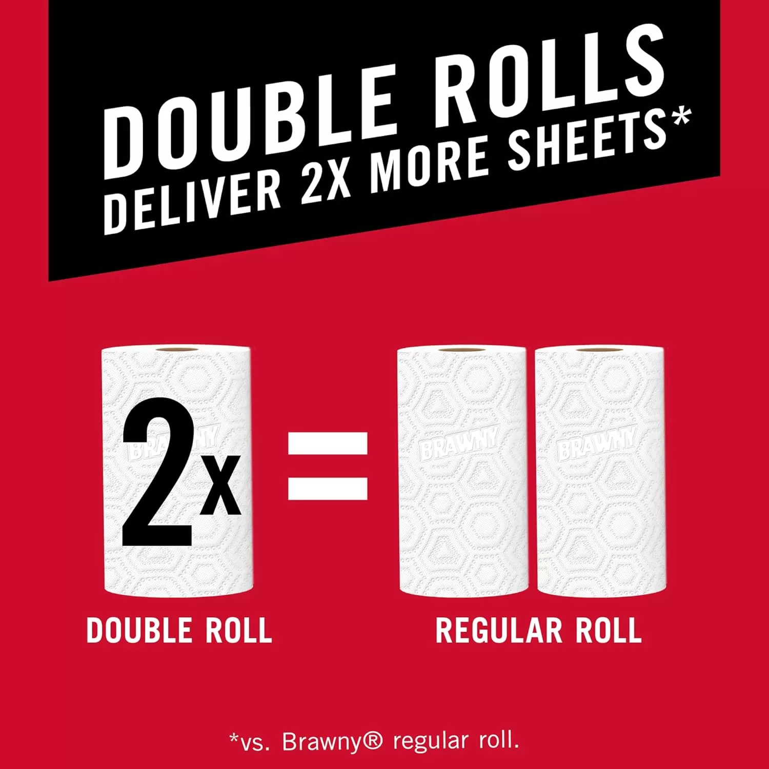 Brawny Tear-A-Square Paper Towels, 16 Double Rolls = 32 Regular Rolls