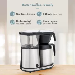 Bonavita Connoisseur 8 Cup Drip Coffee Maker Machine, One-Touch Pour Over Brewer w/Thermal Carafe, Stainless Steel