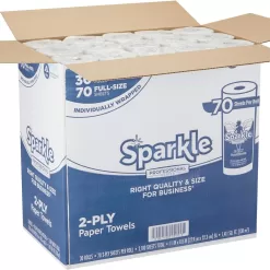 Sparkle Professional Series 2-Ply Perforated Kitchen Paper Towel Rolls, 70 Sheets Per Roll; 30 Rolls Per Case