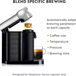 Nespresso Vertuo Chrome Coffee Maker and Espresso Machine by Breville