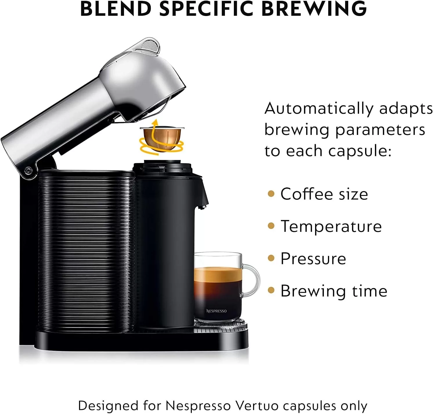 Nespresso Vertuo Chrome Coffee Maker and Espresso Machine by Breville