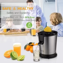 Homeleader Electric Citrus Juicer, Lemon Squeezer with Stainless Steel, Black