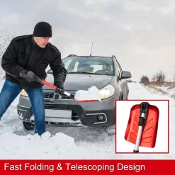 SnowPro Snow Shovel for Car, Fast Folding and Telescoping Design for Emergency Snow Removal