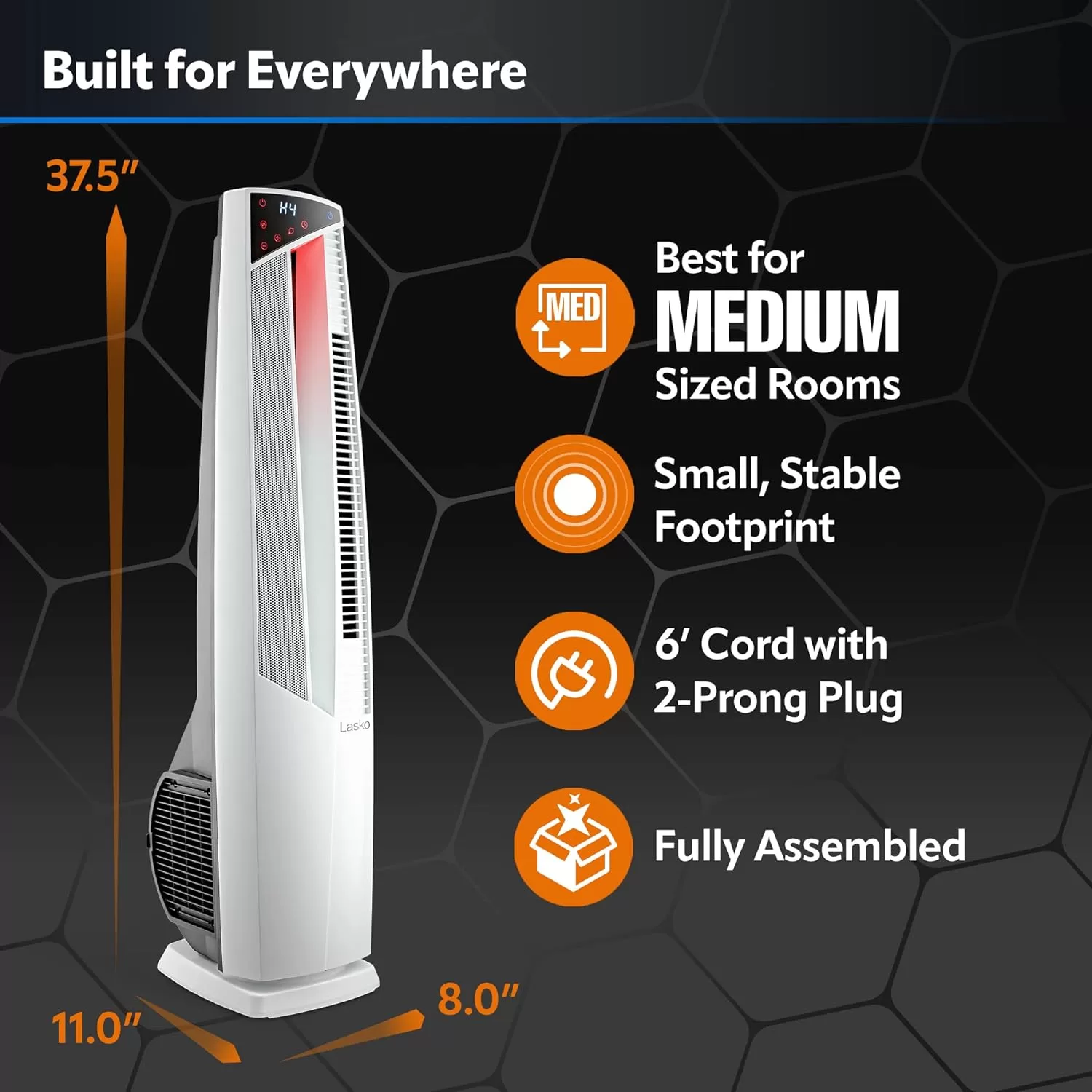 Lasko Oscillating Hybrid Fan and Space Heater for Home, All Season High Velocity Hybrid, White, 1500W, FHV820