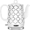 BELLA Electric Kettle & Tea Pot - Ceramic Water Heater, 1.2 Liter, Silver Tile Pattern