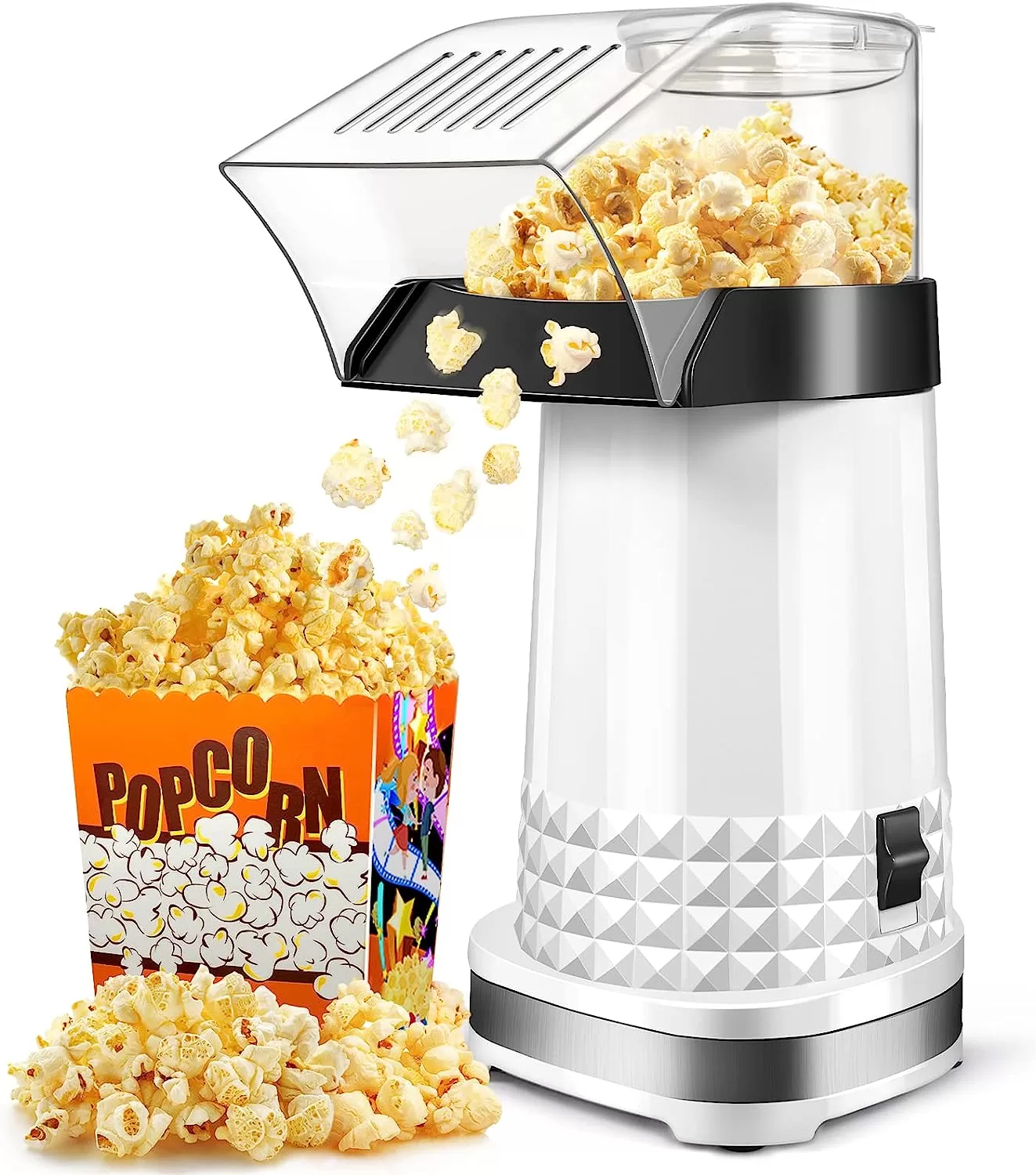 Vminno 1200W Fast Hot Air Popcorn Popper - 4.5 Quarts, Electric Popcorn Machine