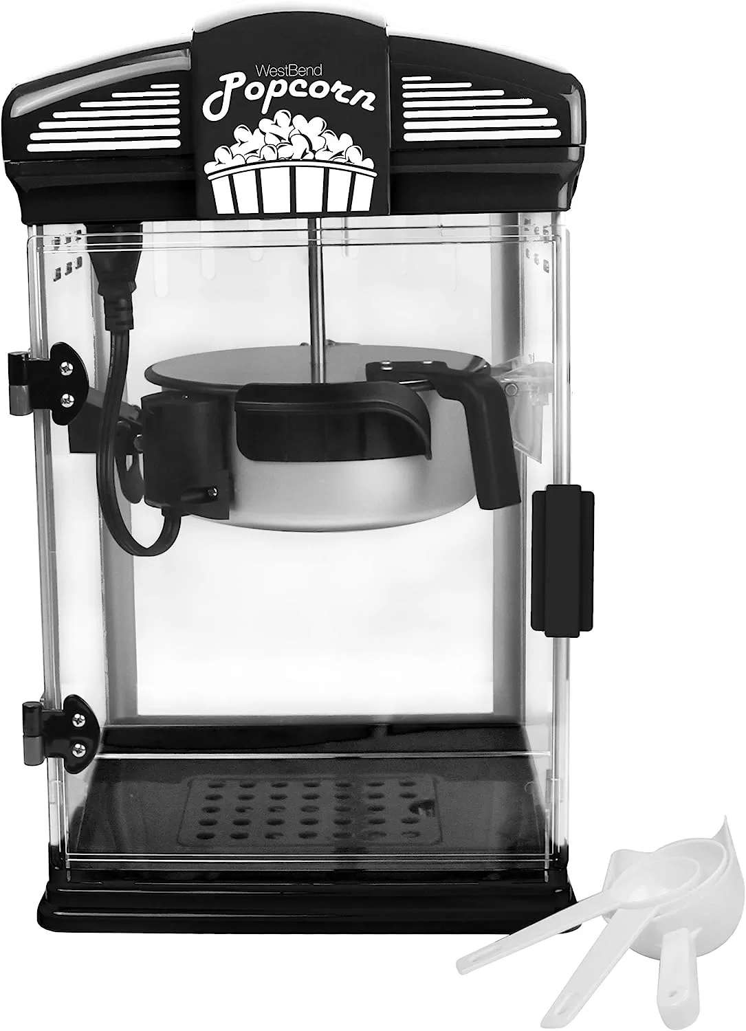 West Bend Stir Crazy Movie Theater Popcorn Popper, Gourmet Popcorn Maker Machine, 4 Qt., Black